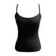thumbnail image 5 of Huowey Women Tank Top Solid Color Basic Round Neck Padded Sleeveless Spaghetti Strap Slim Fit Classic Camisole Summer Lightweight Soft Trendy Relaxed Casual Yoga Tunic Tops ,Black,S, 5 of 6