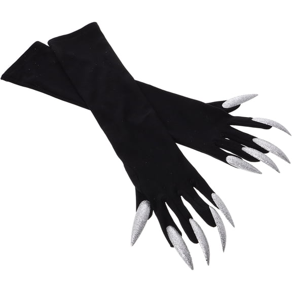 WEUVEB Gloves with Long Fingernails Black 1 Pair 19.7*5.5*0.4In