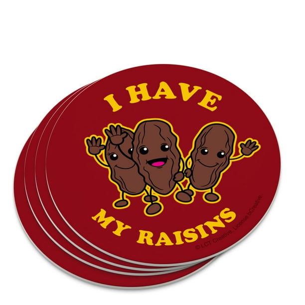 I Have My Raisins Reasons Funny Humor Novelty Coaster Set