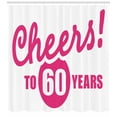 thumbnail image 3 of Ambesonne Hot Pink Shower Curtain, Happy Birthday Cheers, 69"Wx84"L, Hot Pink and White, 3 of 3