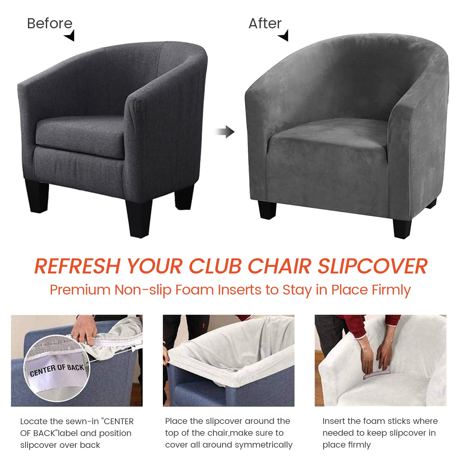 CJC Stretch Velvet Sofa Cover Club Chair Slipcover Plush Chair Covers, Spandex Elastic Armchair Couch Cover Sofa Furniture Protector for Bar Counter Living Room Internet Cafes Hotel