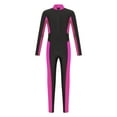 thumbnail image 3 of Alvivi Kids Girls Metallic Color Block Jumpsuit Long Sleeve Zipper Dance Bodysuit Gymnastics Unitard Hot Pink 12, 3 of 7