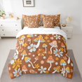 thumbnail image 2 of Feelyou Rustic Mushroom Bedding Comforter Set 7pcs, Orange Flower Queen Bedding Sets, 2 of 8