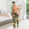 thumbnail image 3 of Men's Pajama Pants with Pockets Sleepwear Lounge Pants Stretch Casual Thanksgiving Pumpkins and Sunflowers, 3 of 7