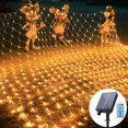 thumbnail image 2 of Luces de red LED de 6 x 4 m y 220 V para exteriores, red solar de malla para envolver árboles, cadena de luces solares para ventanas, paredes, jardines, vallas, decoración, 2 of 5