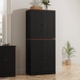 thumbnail image 6 of Farmhouse Pantry Storage Cabinet, 72" Tall Kitchen Pantry with Doors Organizer, Freestanding Cupboard with Adjustable Shelves, Rustic Buffet Cabinet for Kitchen, Dining Room, Bathroom, Black, 6 of 10