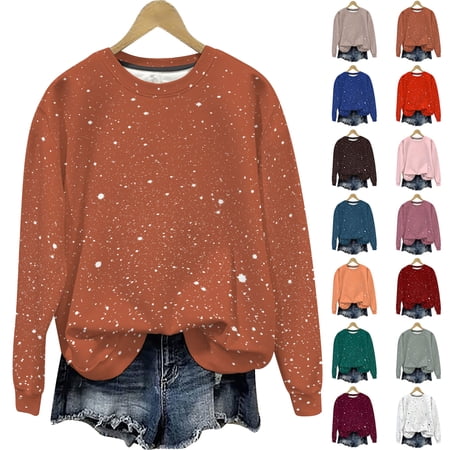 Sweatshirts Crew Neck Fall Outfits Casual Winter Clothes Women s Long Sleeve Shirts Casual Summer Tops Trendy Blouses Cute Printed T-Shirts Outfits Thin Hoodie Clothes Watermelon Red Xl
