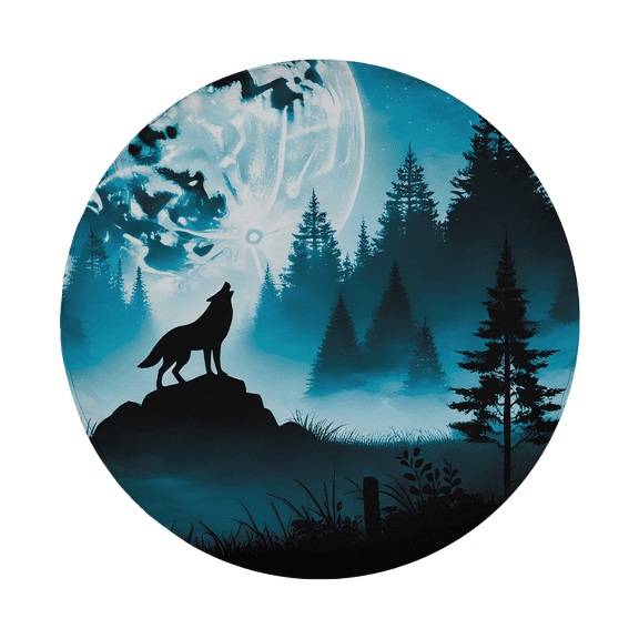 Lotusprinthandmade Wolf In Night Blue Spare Tire Cover Without Backup Camera Hole 6 Sizes (34 in. V2)