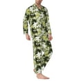 thumbnail image 2 of Naloa Hawaii Palms Men’s Pajamas Set - Long Sleeve Button Down Sleep Shirt and Pajama Bottoms Sleepwear Set-XX-Large, 2 of 7