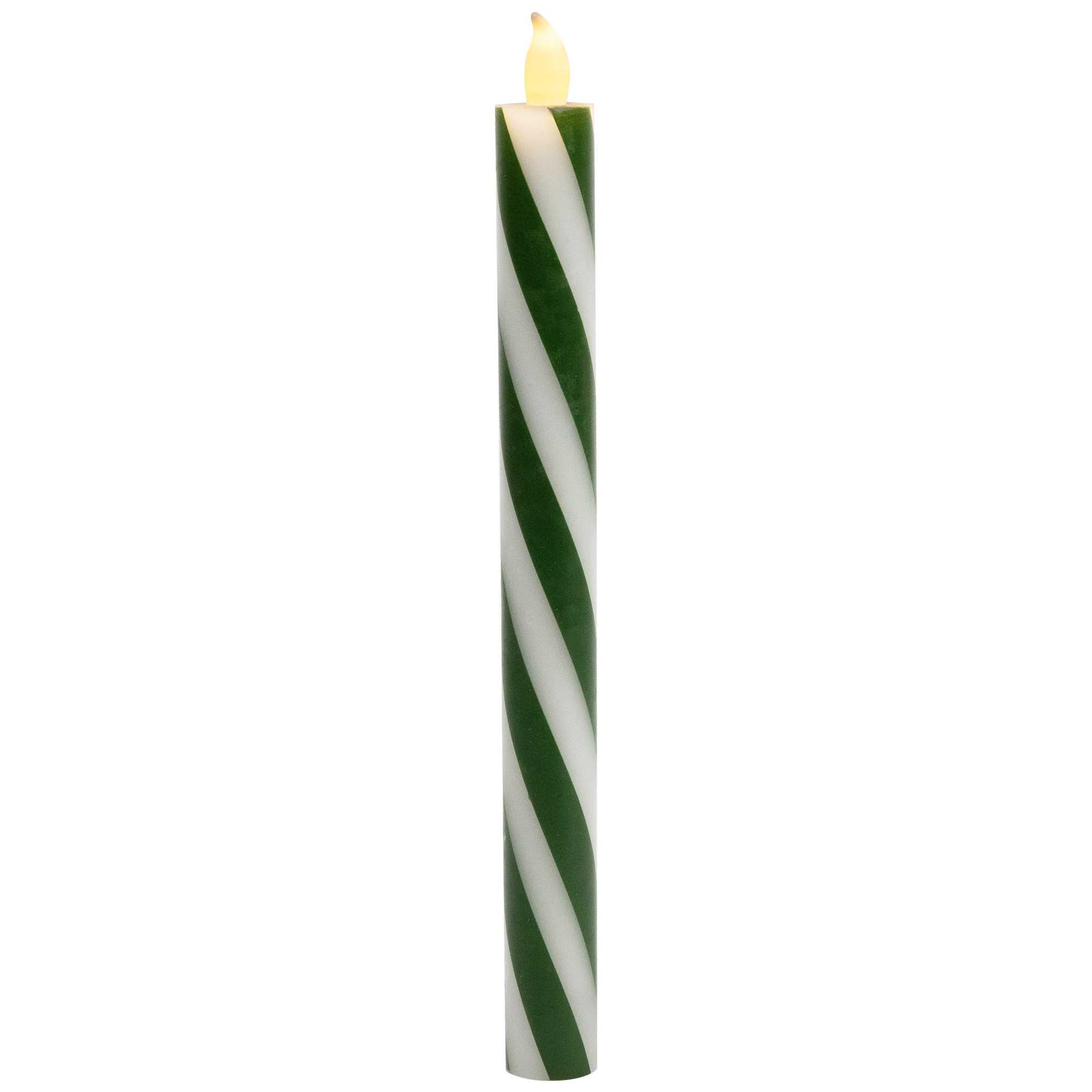 Northlight Candy Cane Striped Flickering Tapered Flameless Christmas Candles - 9.5" - Green and