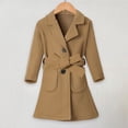 thumbnail image 2 of Mercatoo Girls Dress Coat Lapel Wool Blend Long Winter Jackets with Pockets&Belt Kids Mid-Long Notch Buttoned Outwear, 2 of 8