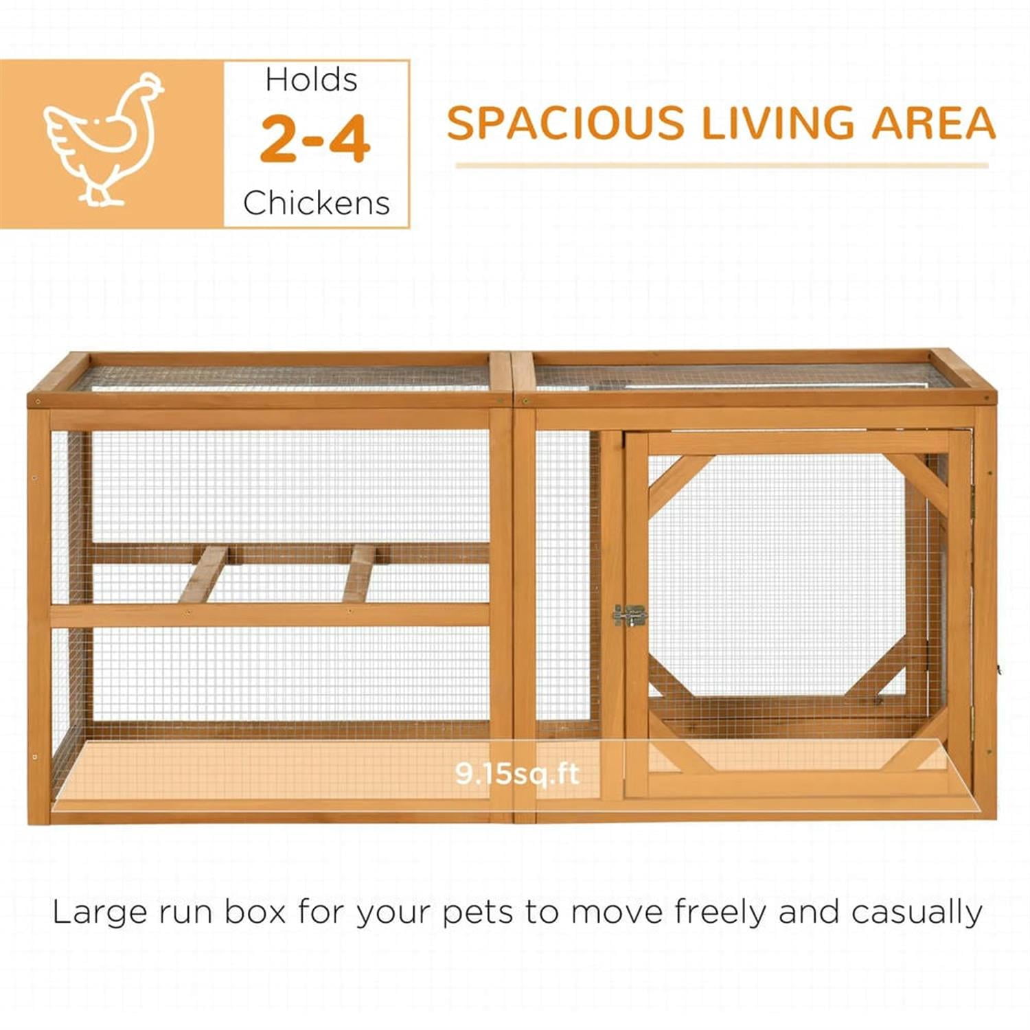 Demi Bonn 55" Outdoor Wood Run Hen House, Mini Chicken Coop Add-on Expansion Accessories, Orange