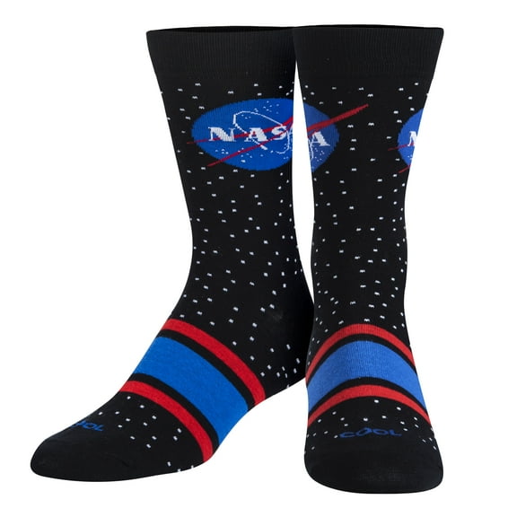 Cool Socks, NASA Logo Stars Space, Mens Womens Crew, Funny Graphic Print, Large