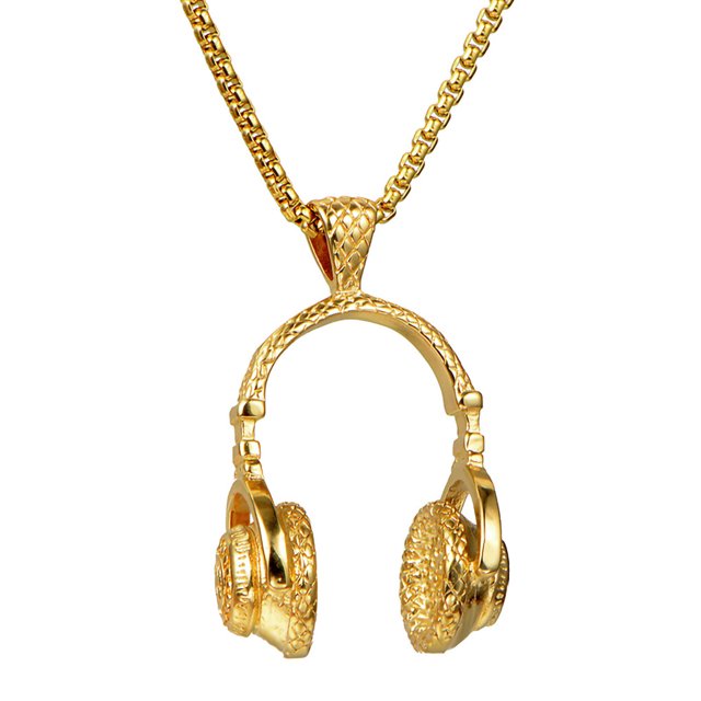 Collar con colgante de música DJ para auriculares Qarigey cadena de cuello largo