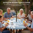 thumbnail image 3 of Round Outdoor Tablecloth with Umbrella Hole and Zipper, Tropical Palm Tree Tablecloth with Elastic Waterproof, Vintage Light Blue Exotic Botanical Plants Patio Table Covers for 36" - 44" Pool Tables, 3 of 9