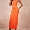 thumbnail image 4 of qILAKOG Women's Strapless Tube Dress Tube Bodycon Sleeveless Backless Crew Neck A Line Long Dresses Maxi Dresses Summer Casual Beach Party Clubwear, Orange&XL, 4 of 6