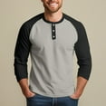 thumbnail image 2 of Krdevn Mens Shirts - Stylish Casual Men's T Shirts Button Up 3/4 Sleeve Top for Everyday Wear and Outdoor Activities,Mens Fall Shirts,Color:Grey,Size:3XL, 2 of 6