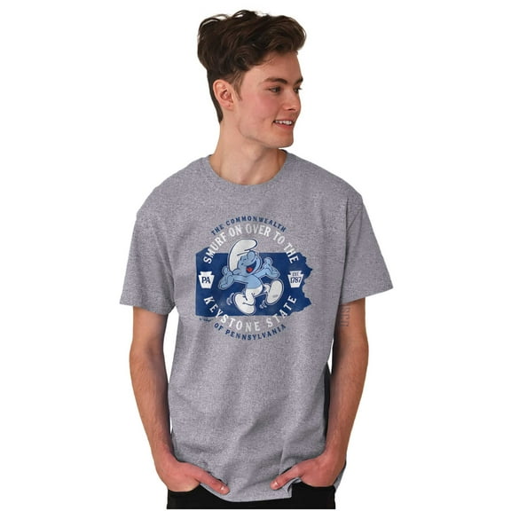 PA Keystone Map Shape Cool Smurfs Men's Graphic T Shirt Tees Brisco Brands S