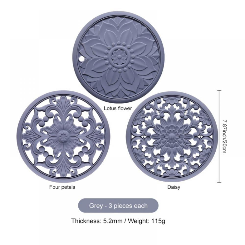 Set Of 5 Silicone Trivet Mat Expandable Hot Pot Holder With Stainless Steel  Frame For Home Kitchen Heat Resistant Insulated Hot Pads Coasters Table Di