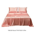 thumbnail image 3 of Bxaolu Satin Sheets Queen Size Bed Set, Luxury Soft Bedding Sets, Similar to Silk Bed Sheets Set 4 Pieces with 1 Deep Pocket Fitted Sheet, 1 Flat Sheet, and 2 Pillowcases, Pink, 3 of 6
