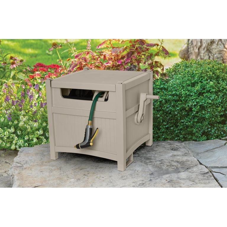 Suncast Slide Trak 225 ft. Beige Retractable Free Standing Hideaway Hose Reel Suncast Slide Trak 225 ft. Beige Retractable Free Standing Hideaway Hose Reel