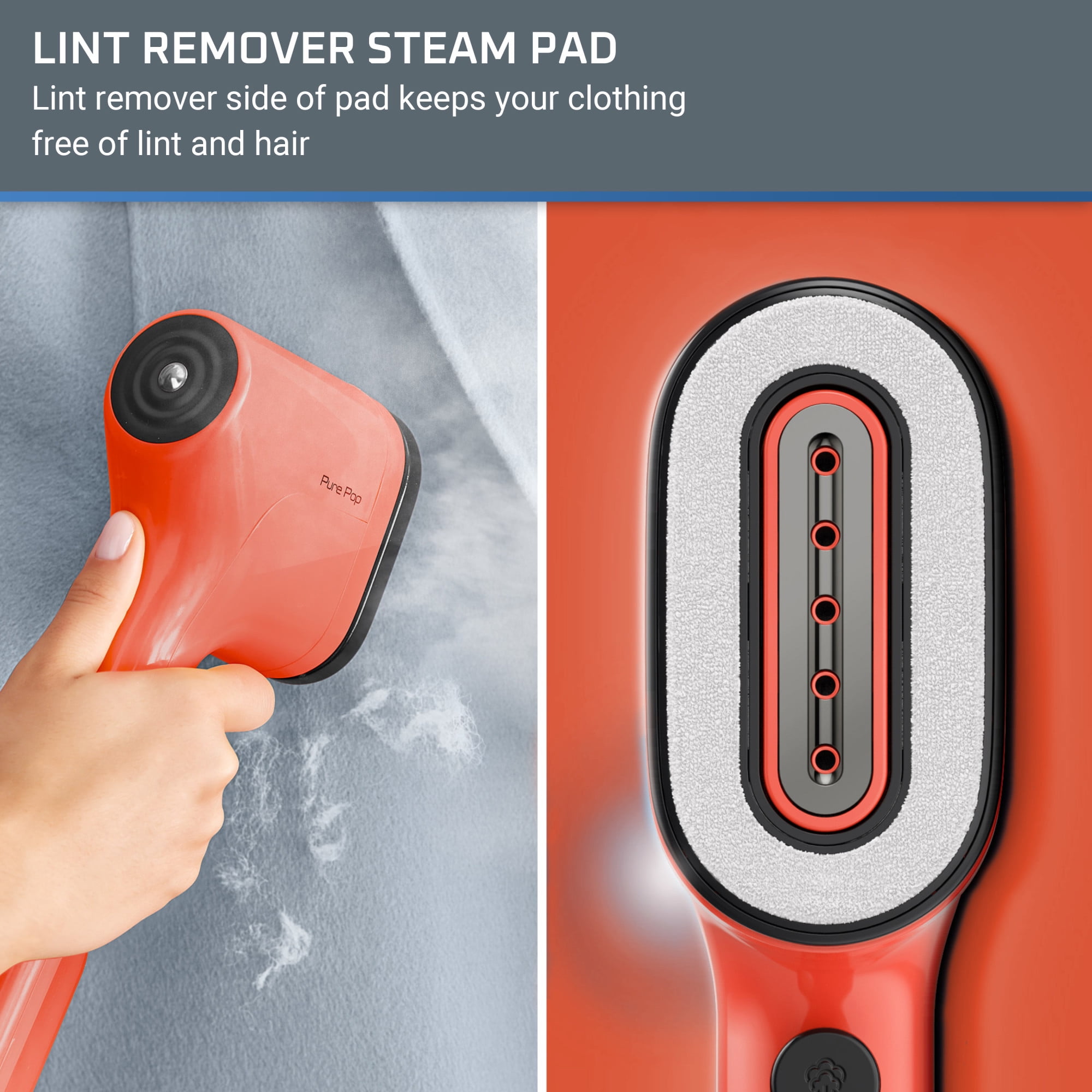 Rowenta PurePop Handheld Steamer for Clothes, 15 Second Heat Up, Travel, Garment Steamer, Red Coral, DR2022U1