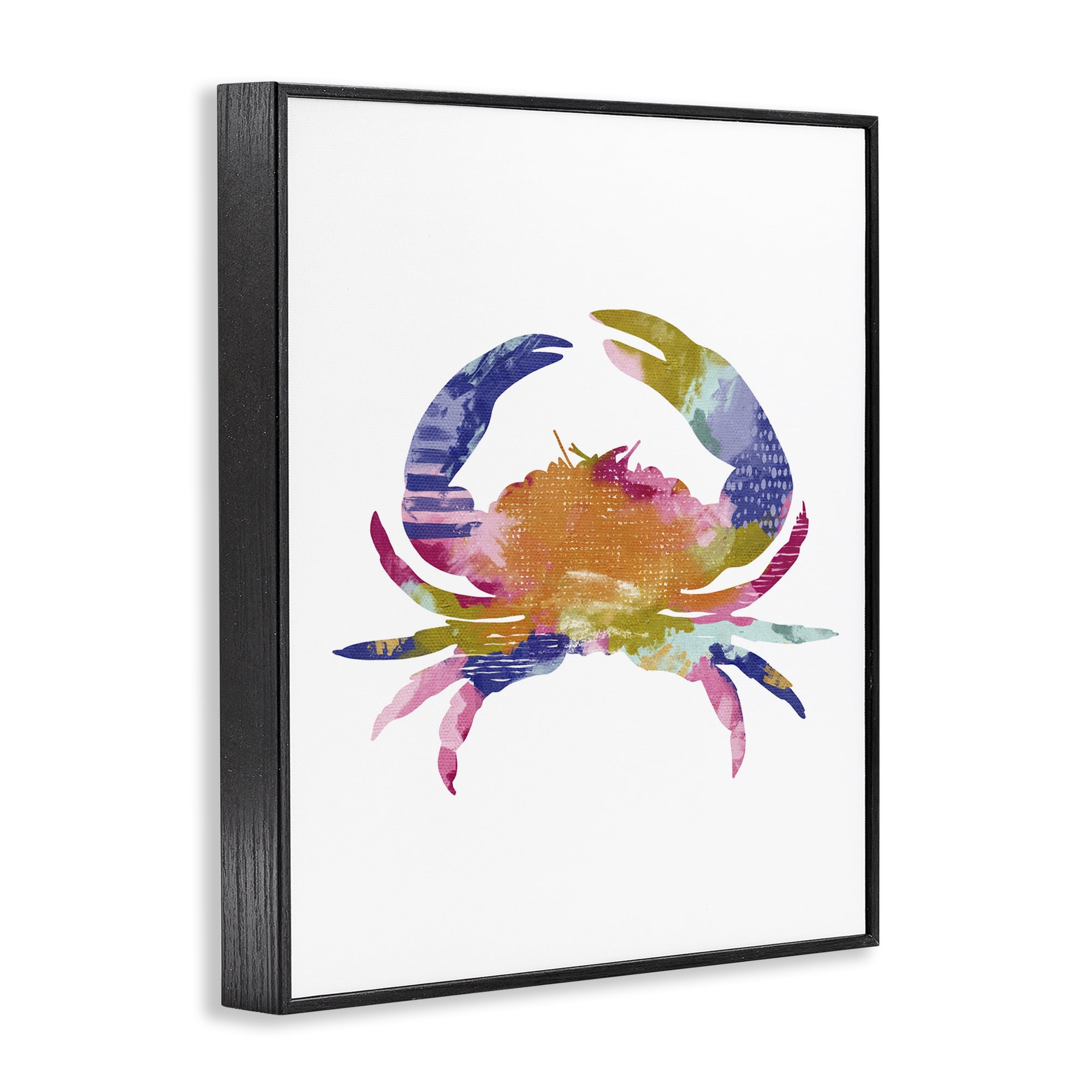 Stupell Industries Patterned Crab Impression Animals & Insects Painting Black Framed Art Print Wall Art, 24 x 30