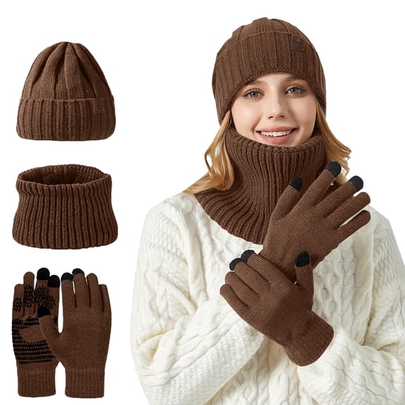 Hat Scarf Gloves For Women Knit Hat Touchscreen Gloves Knited Neck Scarf For Women Winter Warmer Trendy Summer Sales Under $3