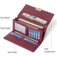 thumbnail image 3 of Women Wallet Soft Leather Designer Trifold Multi Card Organizer Lady Clutch Wine Red, 3 of 7