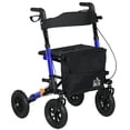 thumbnail image 1 of HOMCOM Déambulateur Pliant et Réglable avec Siège, Roues en Caoutchouc de 10 Pouces, Bleu, 1 of 10