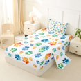 thumbnail image 2 of Homewish Colorful Dog Paw Twin Sheets,Cartoon Pet Themed Bedding,Orange Blue,3 Pieces,1 Fitted Sheet and 1 Pillowcase, 2 of 6