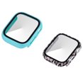 thumbnail image 1 of 2 Pack PC Case with Tempered Glass Screen Protector Compatible with Apple Watch Series 6 SE Series 5 Series 4 44mm, Overall Shockproof Protective Cover for iWatch original blue and brown leopard, 1 of 5