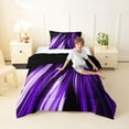 thumbnail image 3 of Manfei Neon Light Stripes Twin Comforter Sets, Abstract Wavy Line Bedding Set, Purple Black, Black Reversible 2-Piece, 1 Comforter and 1 Pillowcase, 3 of 6