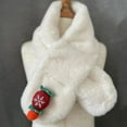 thumbnail image 6 of Cute Cartoon Bear Plush Scarf Women Student Winter Korean Style Faux Fur Warm Thickened Cross Scarves Autumn Girl Scarf New Gift (Little Bear), 6 of 7