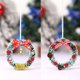 thumbnail image 1 of Marco de anillo de PVC para mini coronas de Navidad | Ramas de aguja de pino blanco verde | Arco Cuadricudo Rojo | Piñas de piñas bayas rojas Campana de oro | 8x8cm | Decoración interior exterior, 1 of 6