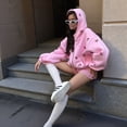 thumbnail image 6 of Women Cherry Print Zip Up Hoodie Long Sleeve Oversized Hooded Sweatshirt Y2k Jacket Pink L, 6 of 9