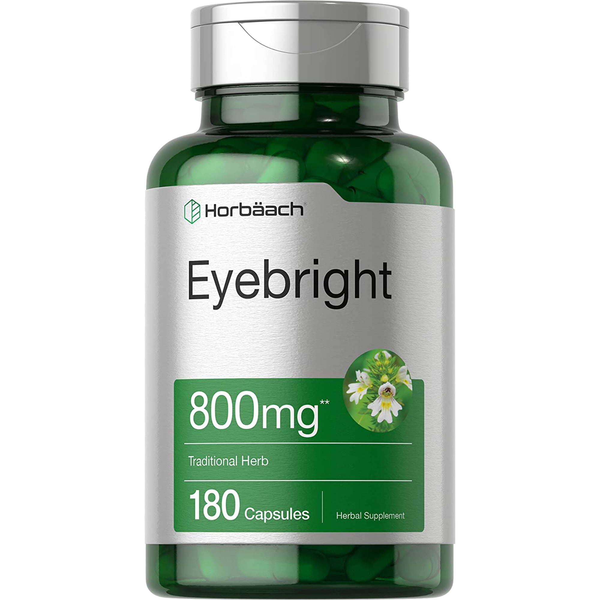Eyebright Herb Capsules 800 mg | 180 Count for Men and Women | by Horbaach