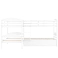 thumbnail image 6 of Twin L-shaped Bunk Bed With Trundle - White, Bedroom Solution, Accommodates Multiple People White. Solid Wood Build. Versatile For Family Entertainment. 6+ Years Old Appropriate. No Spring Box., 6 of 6
