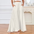 thumbnail image 3 of adaychics Satin Maxi Skirt High Waisted Flowy Long A Line Pocketed Satin Skirt Trendy Vacation Outfits for Work Party, 3 of 7