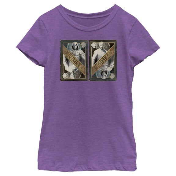 Girl's Marvel: Moon Knight Two Personalities Playing Cards Graphic Tee Purple Berry Small