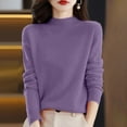 thumbnail image 2 of Stichou Womens Sweaters 2025 Fall Winter Mock Neck Warm Soft Long Sleeve Solid Lightweight Knit Pullover Sweater Dark Purple M, 2 of 5