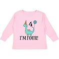 thumbnail image 3 of Inktastic 4th Birthday Dinosaur Party 4 Year Old Boys or Girls Long Sleeve Toddler T-Shirt, 3 of 5
