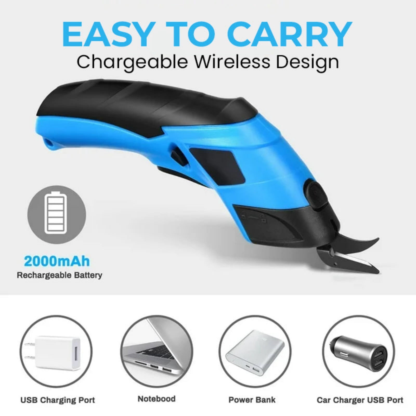 Meiiso Electric Scissors Cordless Fabric Cutter Usb Rechargeable
