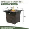 thumbnail image 2 of 28'' Propane Fire Pit Table,50,000 BTU Fire Table with Brown Wicker,Laval Rocks,Inclined Leg Design.Brown, 2 of 8