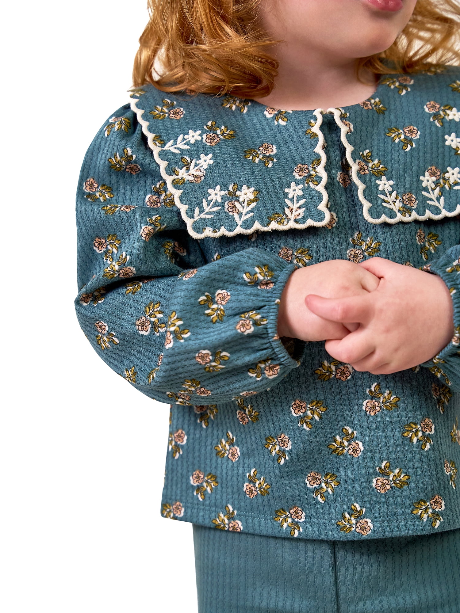 Modern Moments by Gerber Toddler Girl Square Collar Top and Pant Set, Sizes 12 Months - 5T
