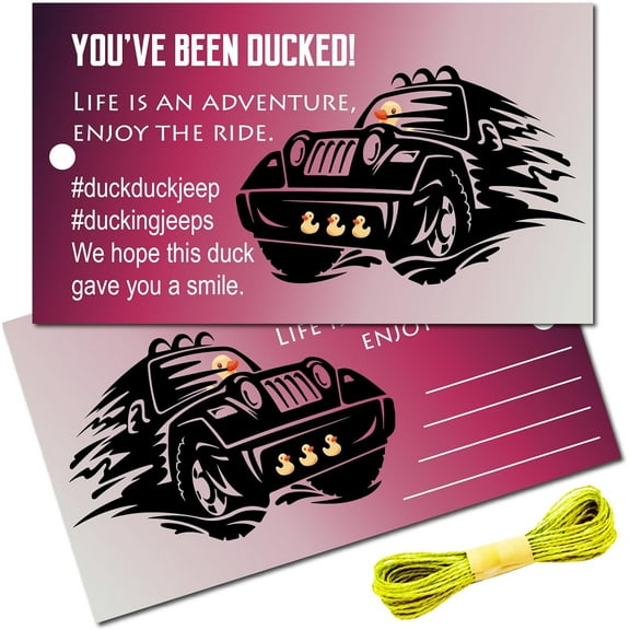 50Pcs You've Been Ducked Cards Duck Tags Card Duck Duck Jeep Tags Ducking DIY Jeep Duck Card with Twine for Rubber Duck Jeeps Car Jeeps Decor 3.5x2Inch-LIFE is an Adventure Enjoy The Ride