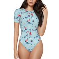 thumbnail image 1 of Balery Sailboats Anchors Body de cuello redondo de manga corta para mujer Tops de manga corta Tops básicos-Small, 1 of 7