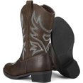 thumbnail image 2 of Kushyshoo Cowboy Boots for Girls and Boys Western Mid-Calf Dark Brown Cowgirl Boots Riding Shoes Size 3, 2 of 6