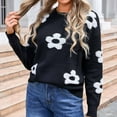 thumbnail image 6 of Summer Savings!DianGeFu Trendy Women's Fashion Sweaters 2026 ,Women Round Neck Flower Embroidered Long Sleeved Sweater,Black,L, 6 of 7