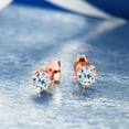 thumbnail image 3 of Gem Stone King 1.40 Ct 5mm Sky Blue Created Sapphire 18K Rose Gold Plated Silver Kitty Cat Stud Earrings for Women Men, 3 of 4